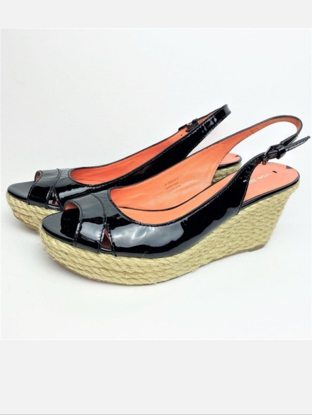 Via Spiga Patent Leather Wedge Espadrille Sandal, Sz7